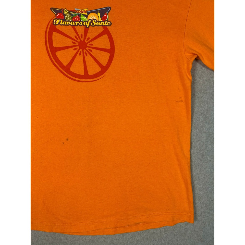 Sonic Drive-In Graphic T Shirt Large Orange Flavors of Sonic Employee Distressed - Picture 4 of 8